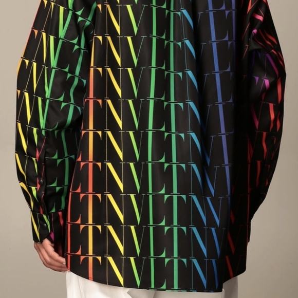 VLTN Oversized Multi Logo Print Shirt Jacket - Picture 2 of 8